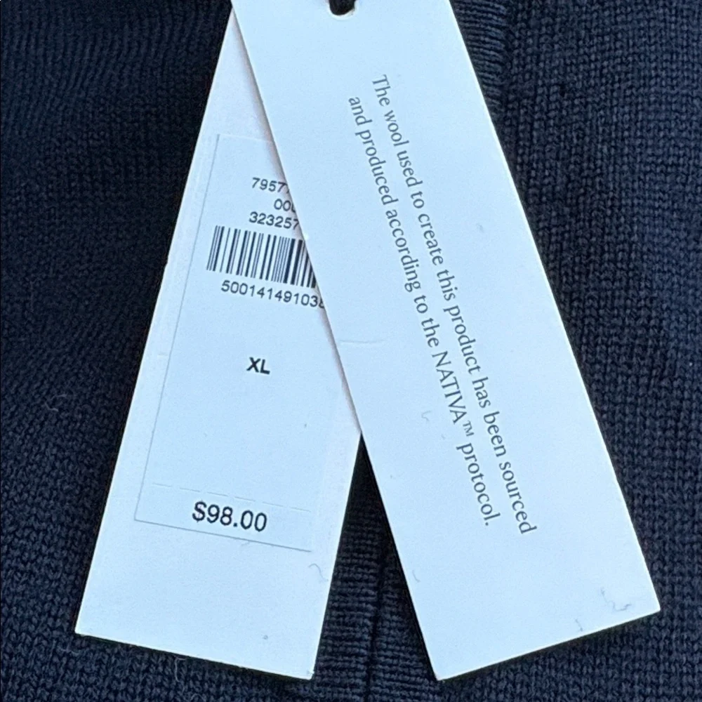 NWT Banana Republic Merino Half Zipped Men’s Navy Sweater Sz XL (#795779)